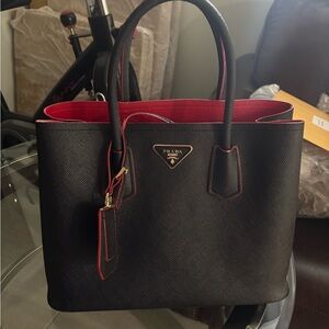 Prada Black Tote with Red Interior